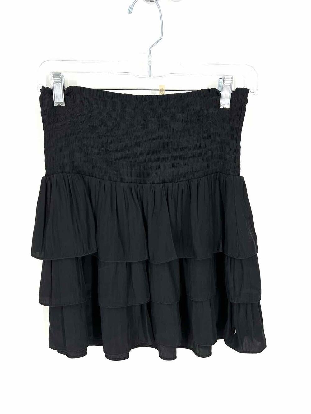 Ramy Brook Size M Black Smocked Tiered Designer Skirt